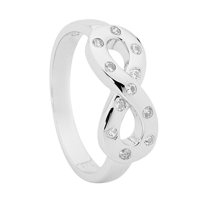 SS WH CZ HAMMER SET INFINITY RING SIZE 9