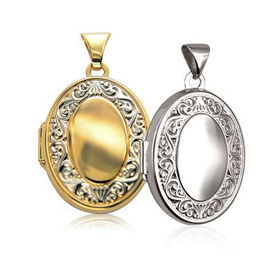 Locket Border STERLING SILVER 21MM SCROLL BORDER OVAL LOCKET | PASCOE JEWELLERS ...
