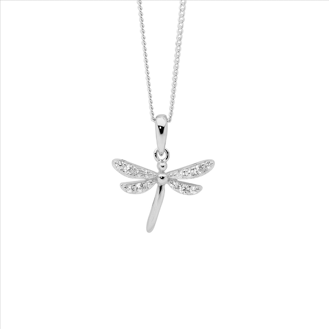 SS wh cz dragonfly pendant