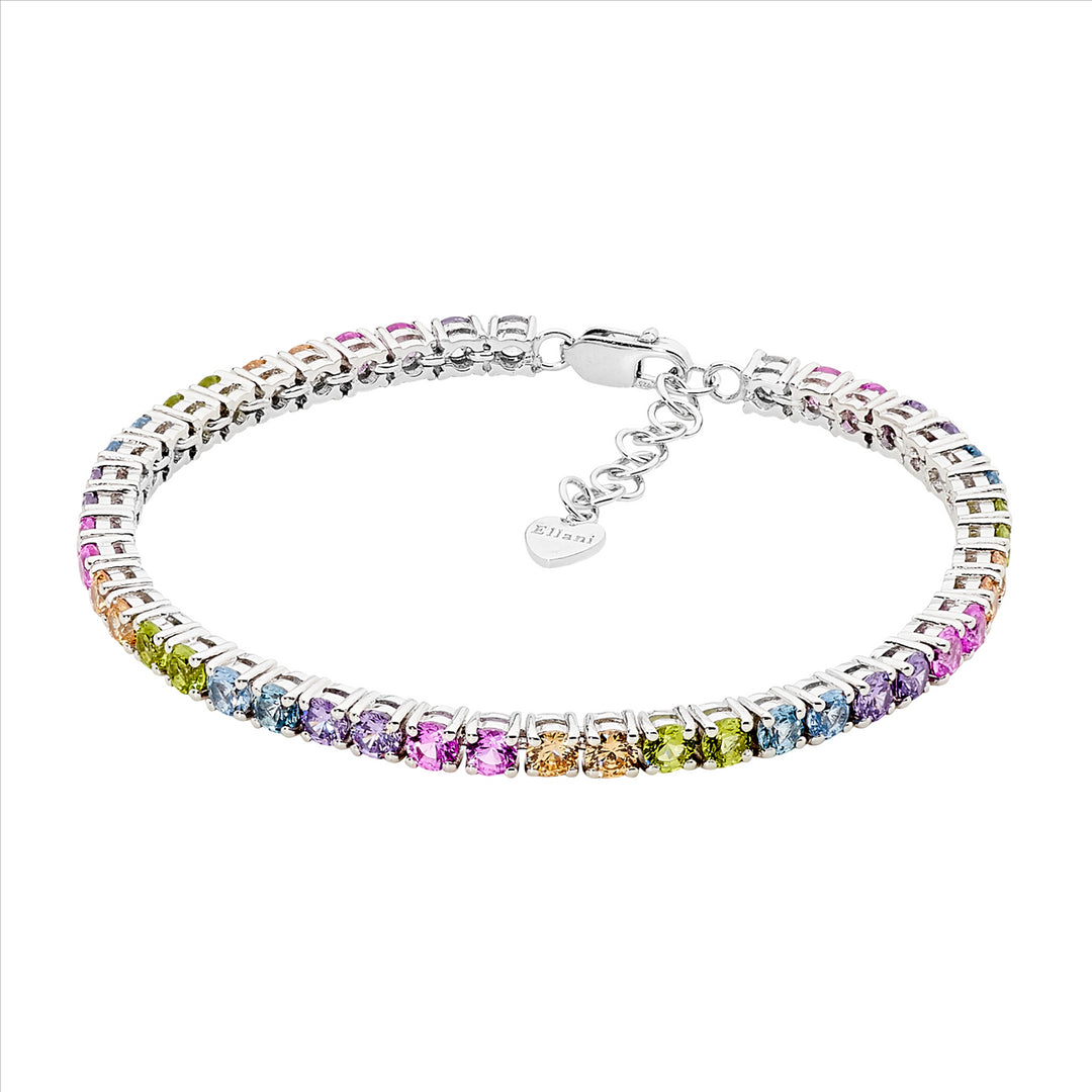 SS Pastel CZ 3.5mm tennis bracelet w/ext chain