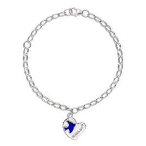 STERLING SILVER BELCHER BRACELET WITH BLUE BIRD HEART CHARM