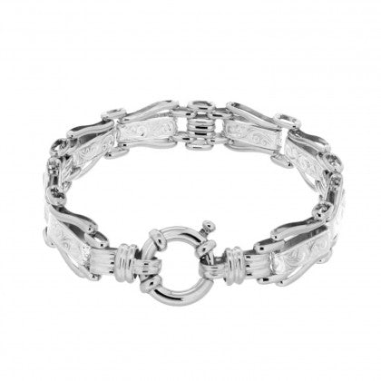 STERLING SILVER HANDMADE ENGRAVED GATE BRACELET 19CM