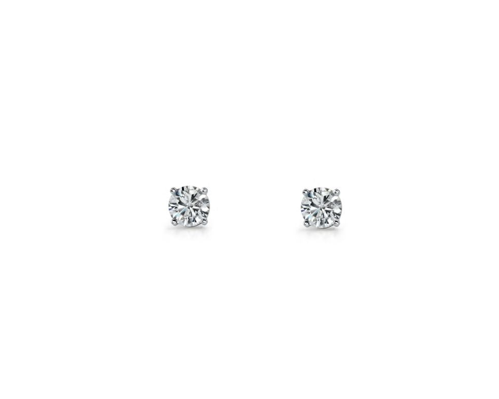 Sterling silver 4mm round wh cubic zirconia claw set studs