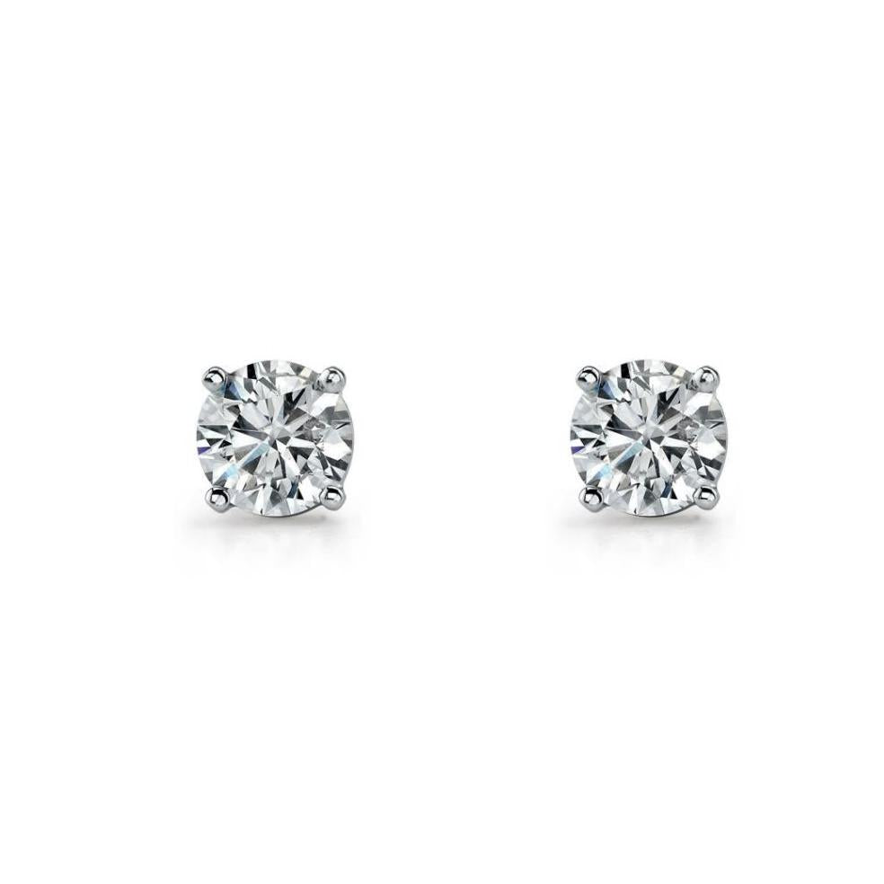 Sterling silver 9mm round wh cubic zirconia claw set studs