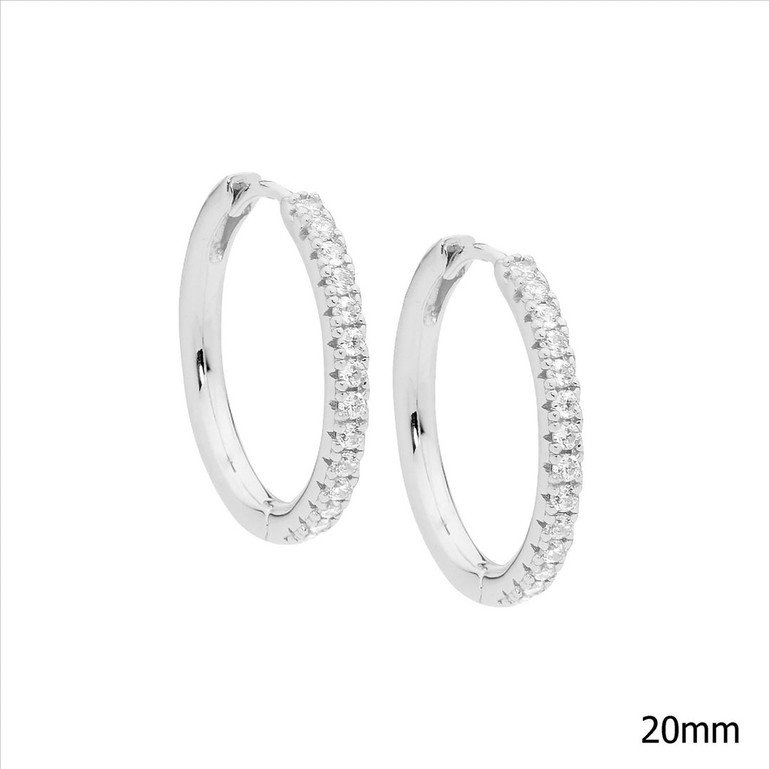 Sterling silver wh cubic zirconia 20mm hoop earrings