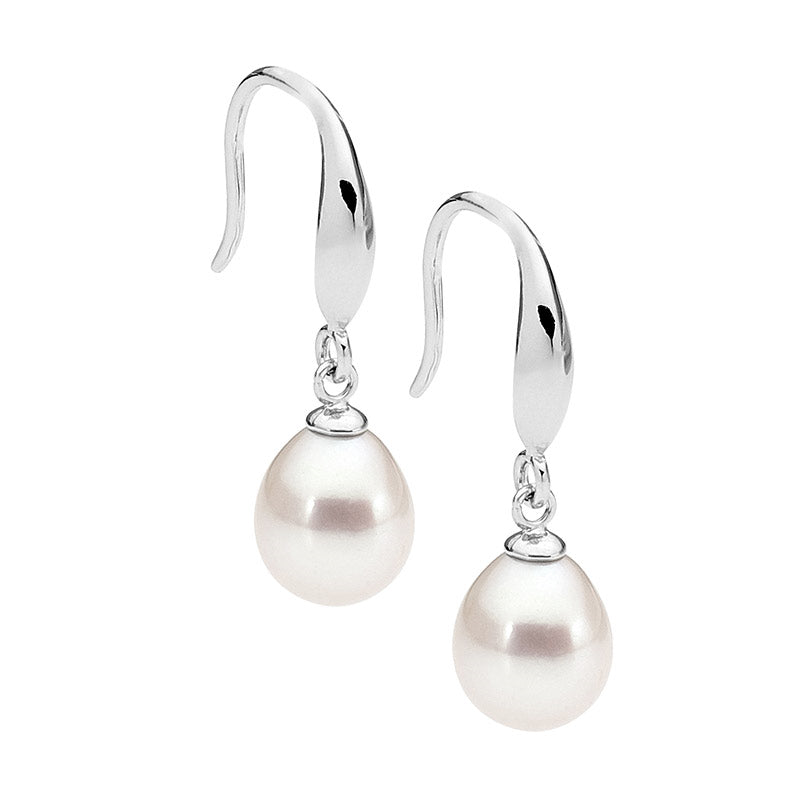 Sterling silver shp/hook earrings w/ freshwater pearl drop