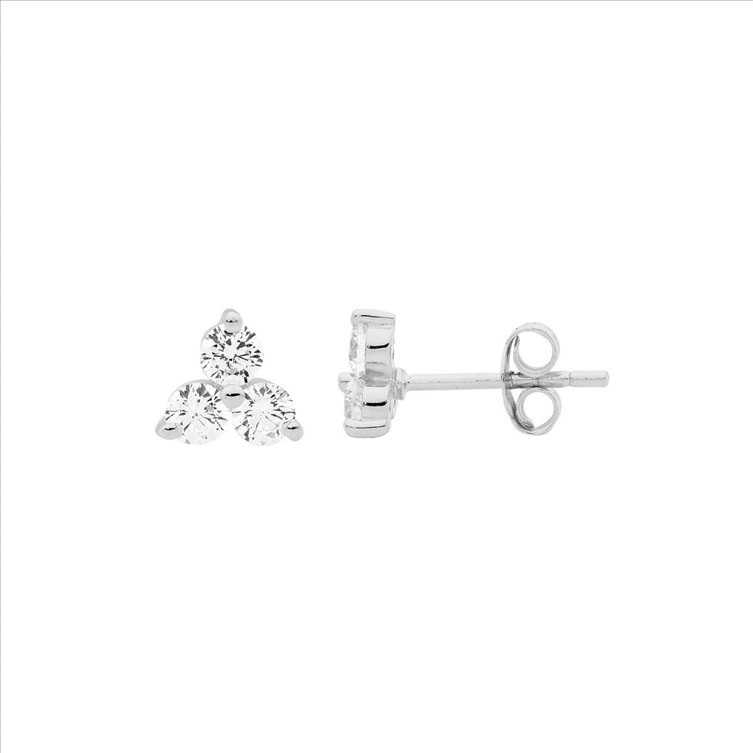 Sterling silver 3x3mm wh cubic zirconia claw set stud earrings