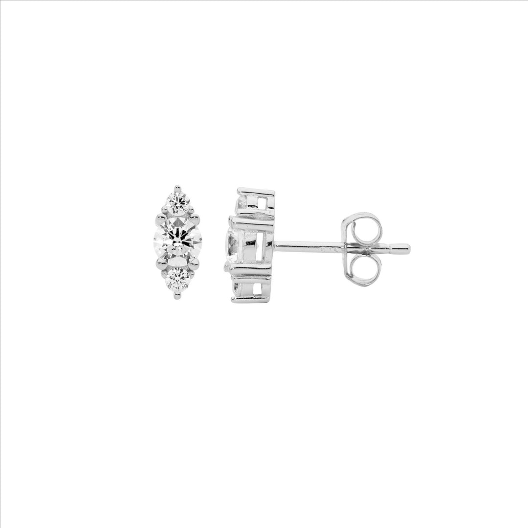 Sterling silver 3x wh cubic zirconia stud earrings - rrp $59