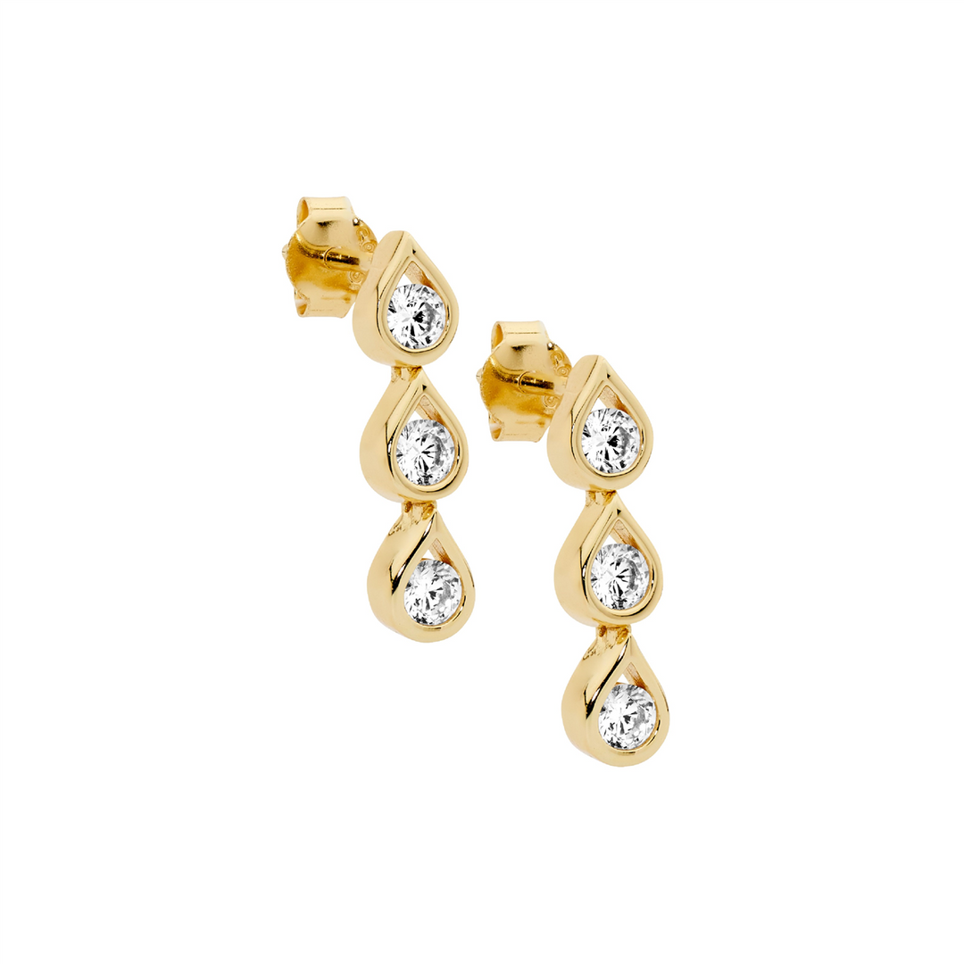 SS 13mm huggie earrings w/ single wh cz