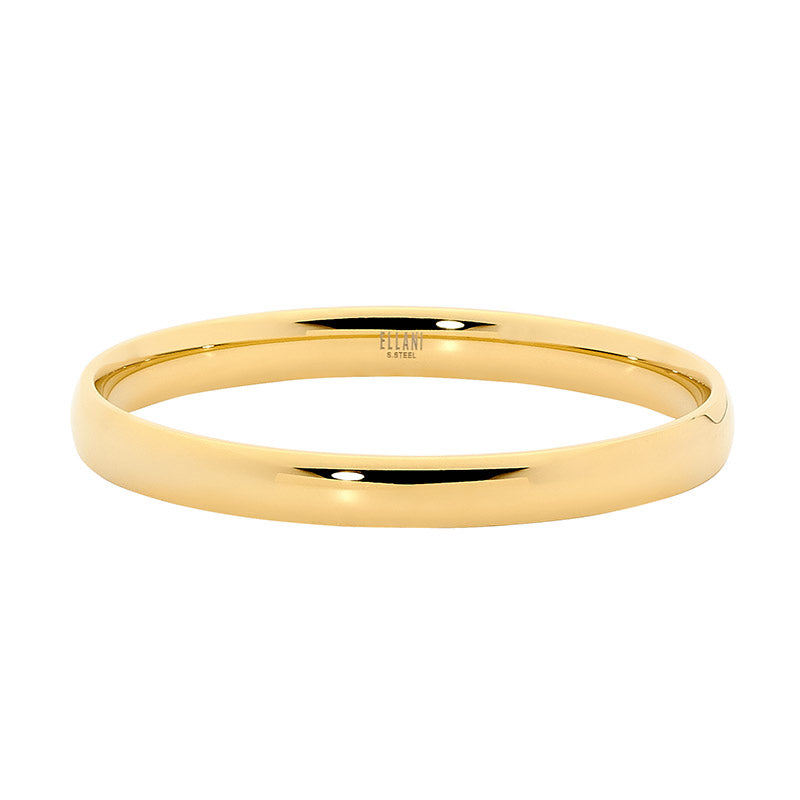 Stainless Steel 8mm wide Bangle w/ Gold IP Plating